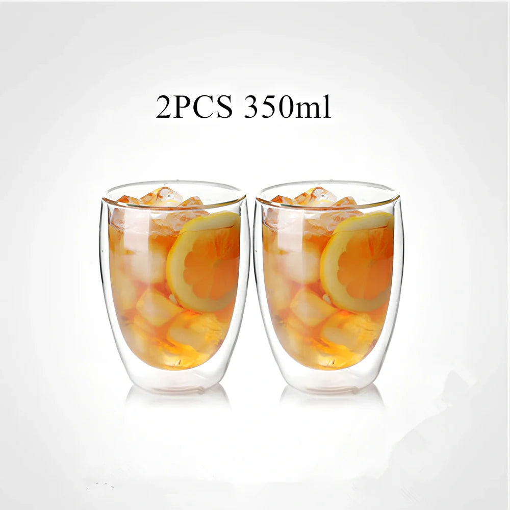 Chinese style double-layer glass coffee cup showing heat-resistant construction and traditional design elements
