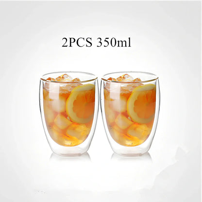 Chinese style double-layer glass coffee cup showing heat-resistant construction and traditional design elements