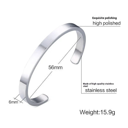Stainless steel glossy bracelet with drill detail, available in 6mm and 3.9mm widths and multiple colour codes
