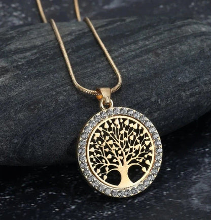 Asgard Crafted Celtic Tree of Life Pendant with cubic zirconia in gold, rose gold, or silver