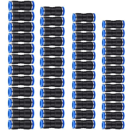 Blue Jinqi pneumatic straight-through quick connector for PU tubing, pack of 100 units.