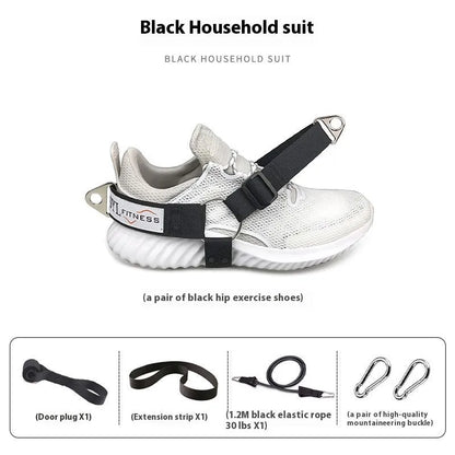 Gantry frame ankle strap with tension buckles for rope access training in black colour