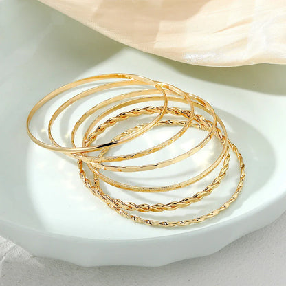 Bohemian Metal Chain Bracelet Set for Women in Gold Geometric Design