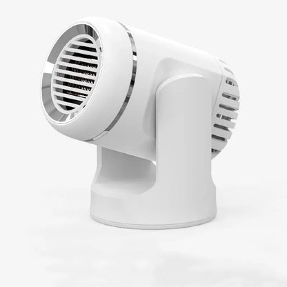 Black and white 12V car heater with cold and warm air settings for windscreen defrosting