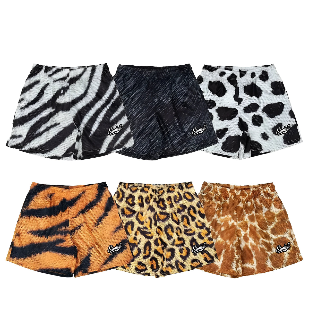 Men's leopard print quick-dry polyester sports shorts for basketball and fitness training