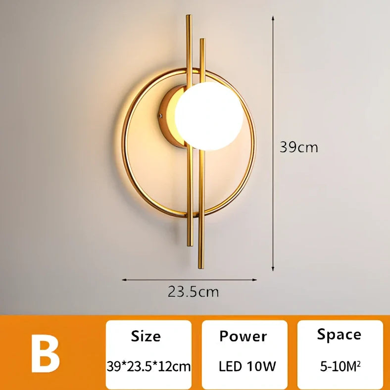 Modern iron wall lamp with three lighting modes and 50,000-hour lifespan for study and bedroom use