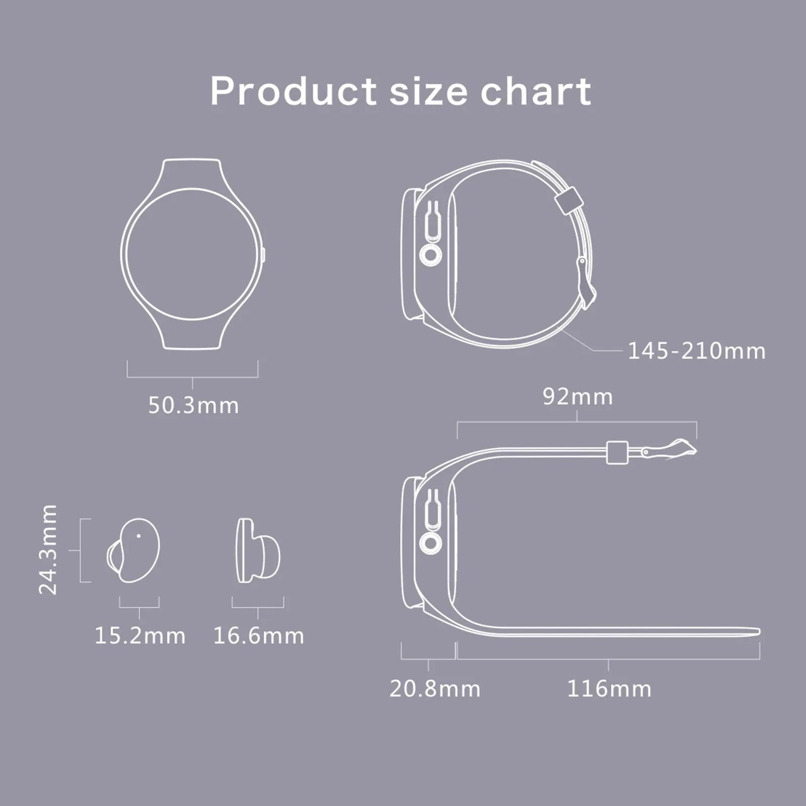 Black smart watch with detachable Bluetooth earphones docked on the side