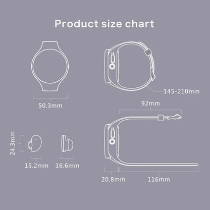 Black smart watch with detachable Bluetooth earphones docked on the side