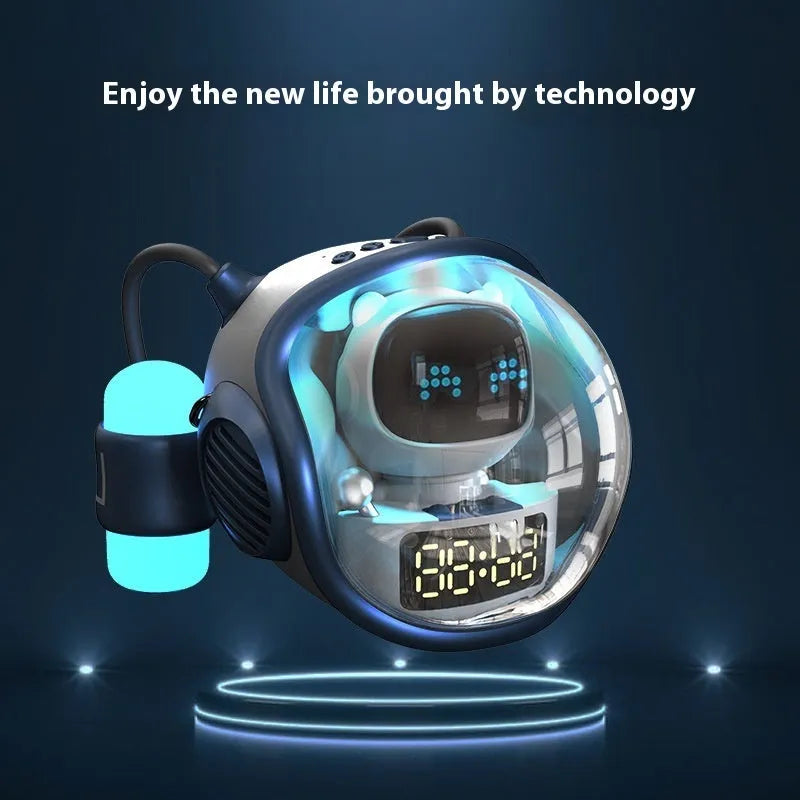 M60 spaceship Bluetooth speaker in white or pink with AI voice conversation and rhythm ambience light