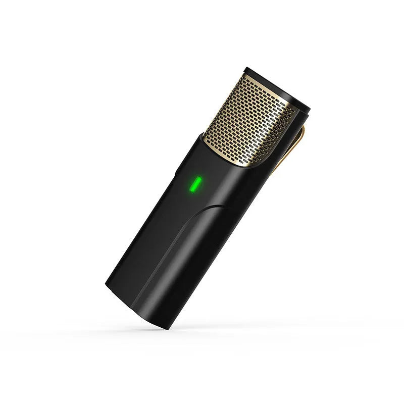 Black wireless lavalier microphone with Type-C charging cable for live broadcast recording