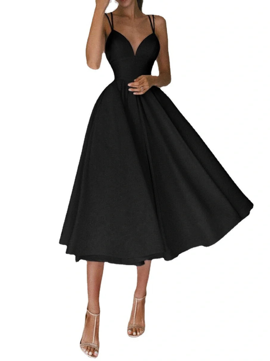 Elegant V-neck dress with adjustable straps, available in a range of vibrant colours for stylish summer wear