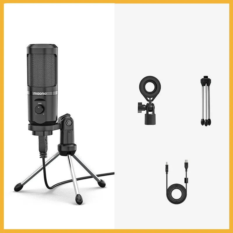 USB condenser microphone with tripod and shock rack in PM461 colour for desktop recording