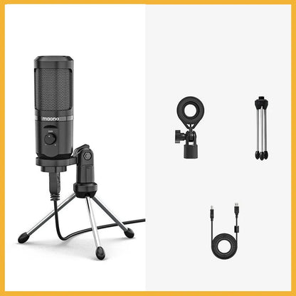 USB condenser microphone with tripod and shock rack in PM461 colour for desktop recording