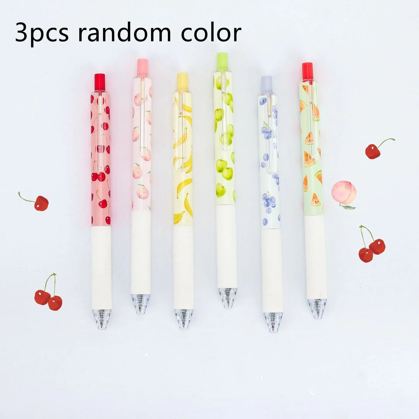 Fruit scented pressurised gel pen with 0.5mm black ink and plastic barrel