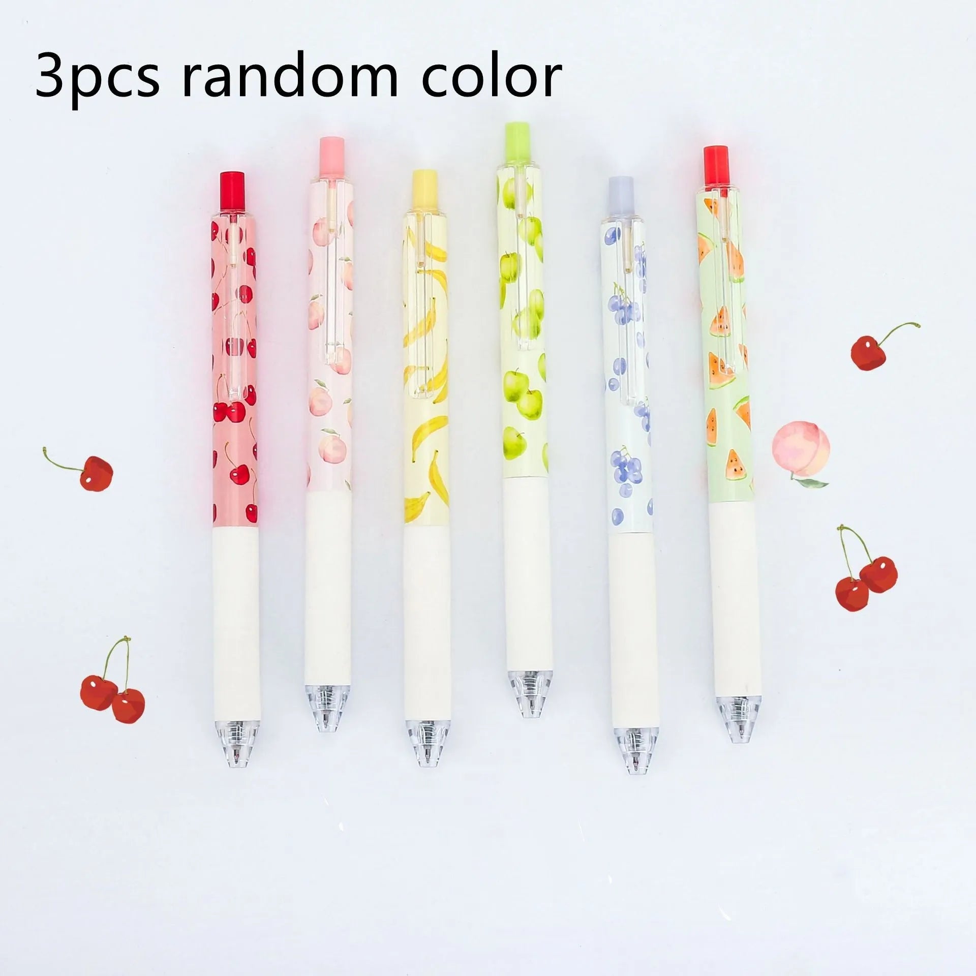 Fruit scented pressurised gel pen with 0.5mm black ink and plastic barrel