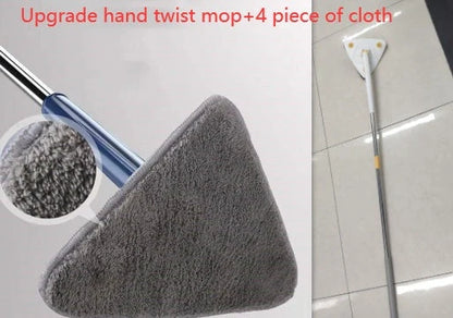 Extendable Triangle Mop with 360° rotatable head for deep cleaning floors, walls, and ceilings