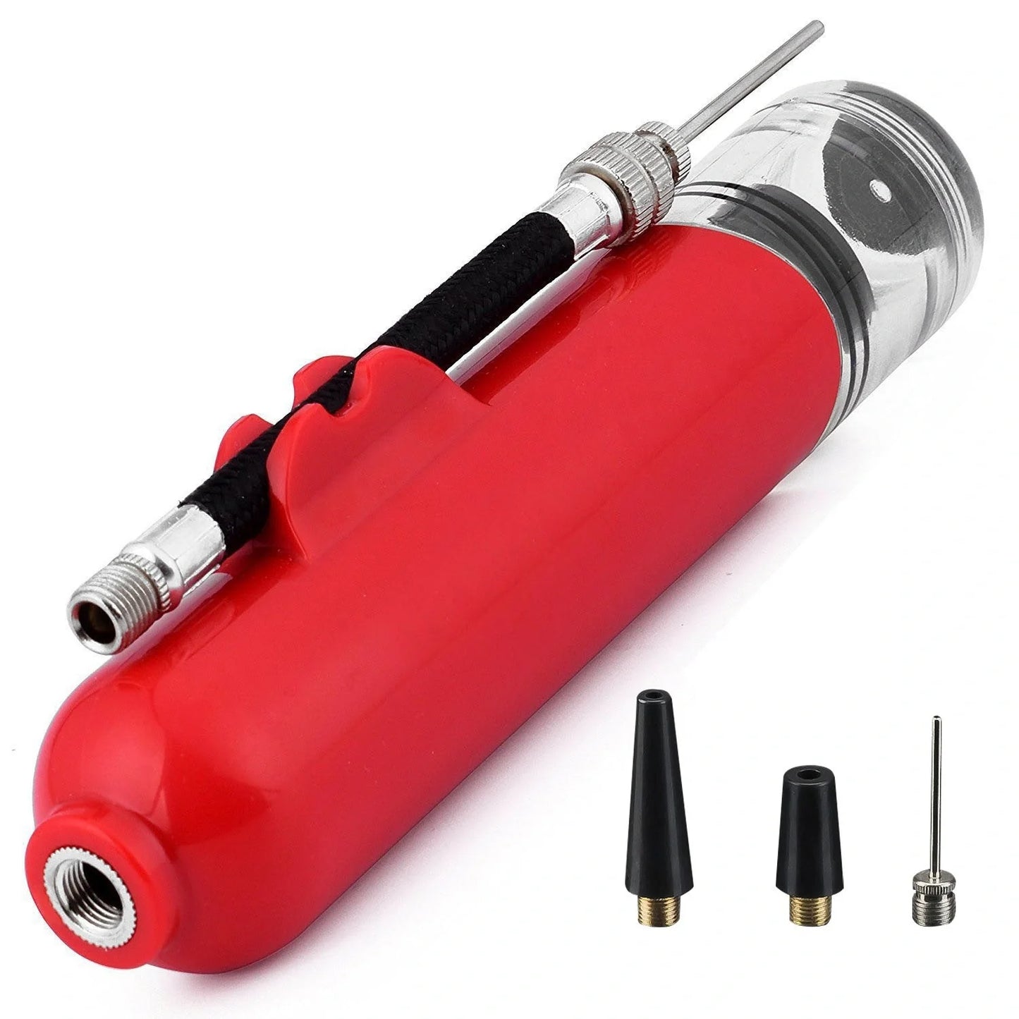 Portable air pump for basketball, football, and volleyball with double-action mechanism