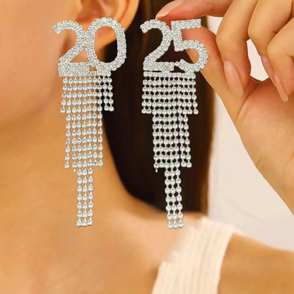 Rhinestone letter earrings in gold, white, and black colors with a unique digital design and sparkling rhinestone embellishments