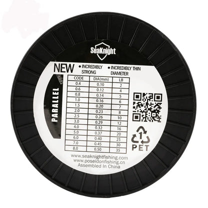 Seaknight 1000 M nylon fishing line spool in one of five colours: white, green, blue, yellow, or black.
