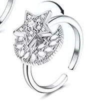 Adjustable spinner ring with rotating floral, geometric, and nature-inspired motifs for women's fashion and stress relief