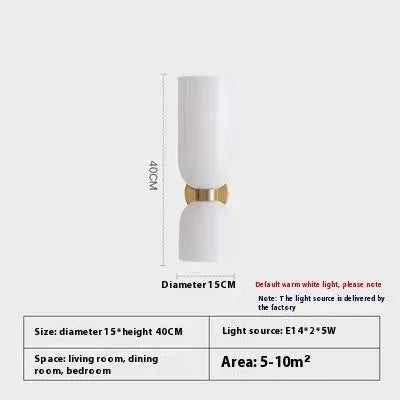 Nordic glass wall lamp for living room background wall, 110V-220V, in white, blue or smoky grey