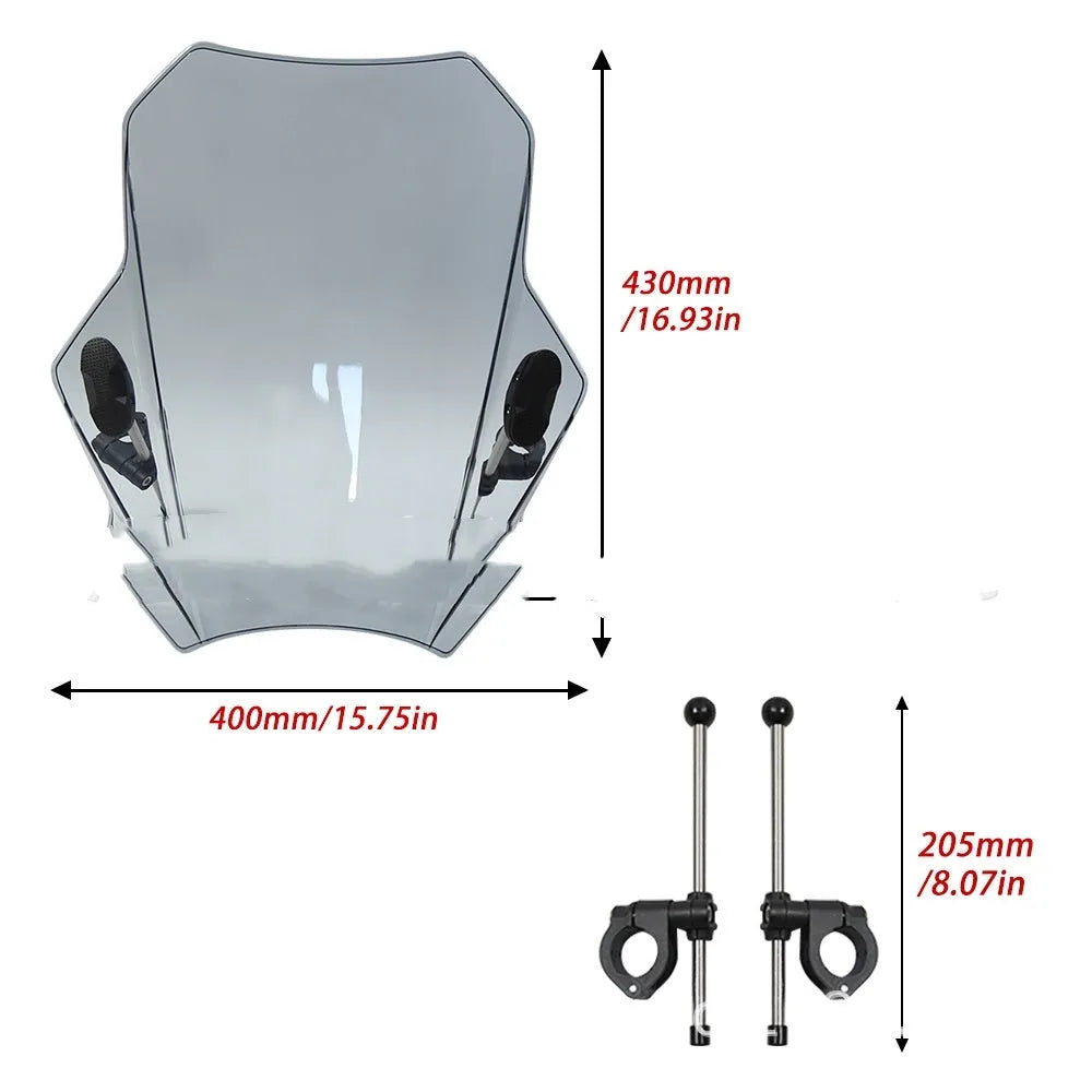 Grey PC motorcycle windscreen in windshield style for general motorcycle use