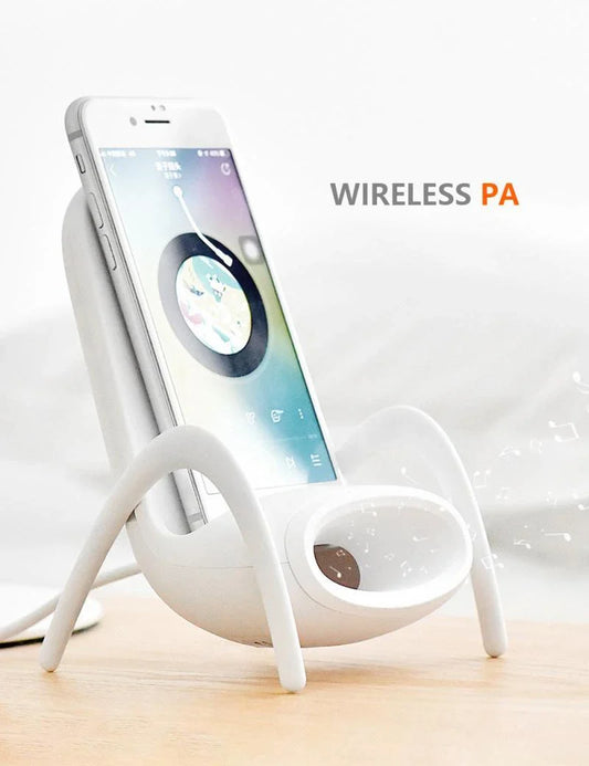 Wireless Charging Amplifier Stand with Integrated Sound Amplifier for Apple and Android Smartphones