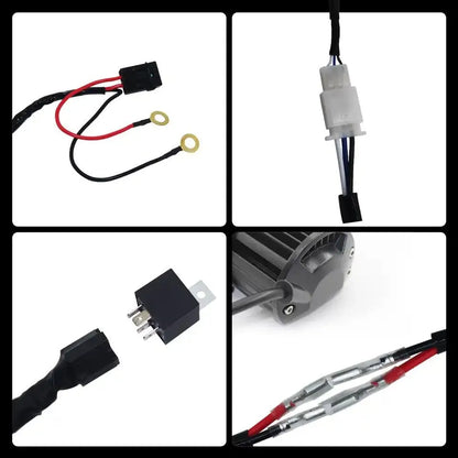One drag two LED work light wiring harness with 2 metre silicone cable for vehicle spotlight installation