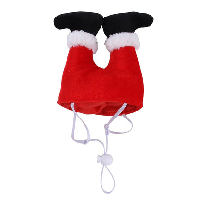 Red polyester Christmas pet hat for small dogs and cats, one size, 20 x 17 x 5cm