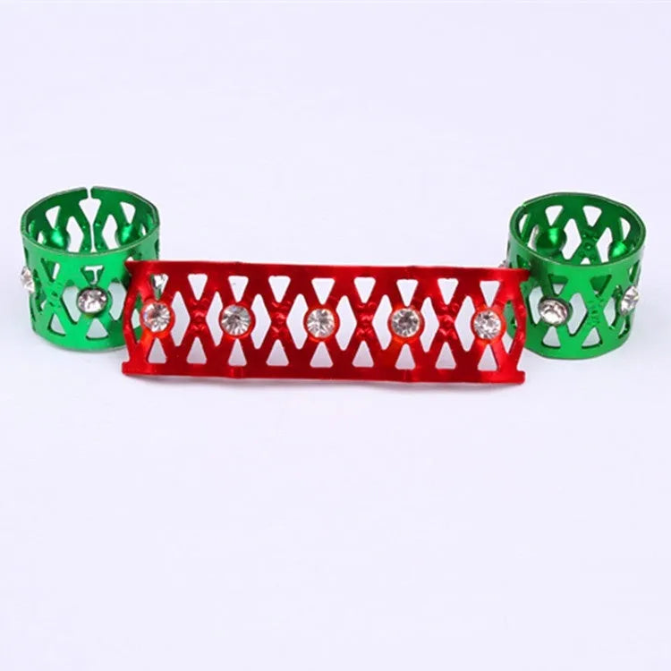 Aluminium hair ring wig decoration in mixed colours showing crown and heart shape designs