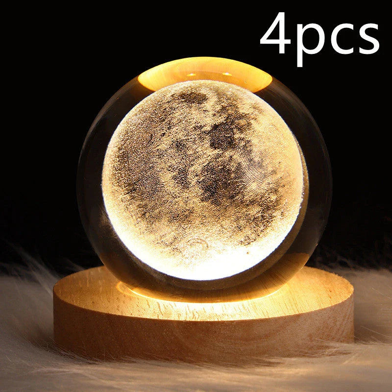 Enchanting galaxy crystal ball night light with 3D pattern, creating a mesmerizing celestial display for bedroom decor