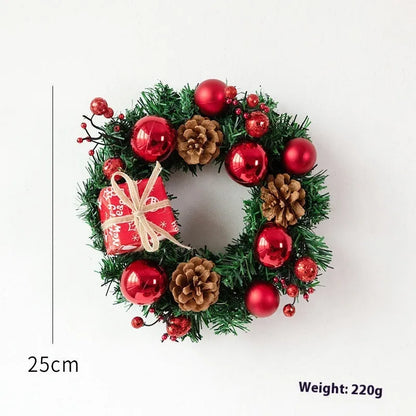 PVC Christmas wreath ring decoration in golden or red colour with rattan-inspired design