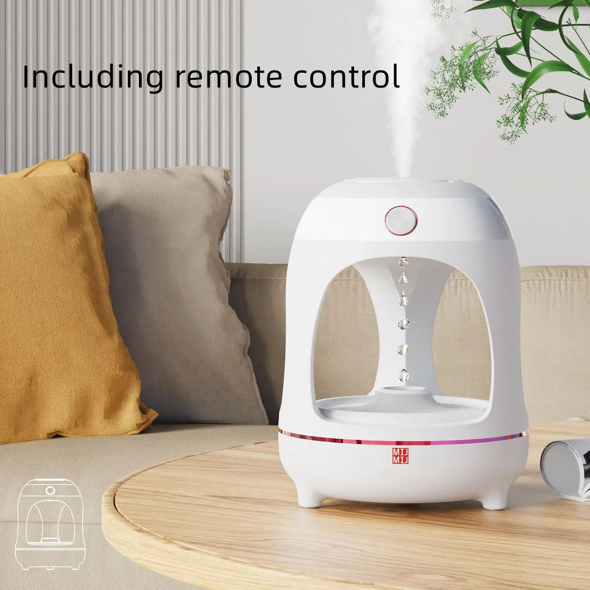 Anti gravity levitating water drops humidifier in columnar shape with LED night light and ultrasonic mist output