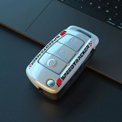 Carbon fibre style car key cover case with mirror finish in carbon pattern or white colour option
