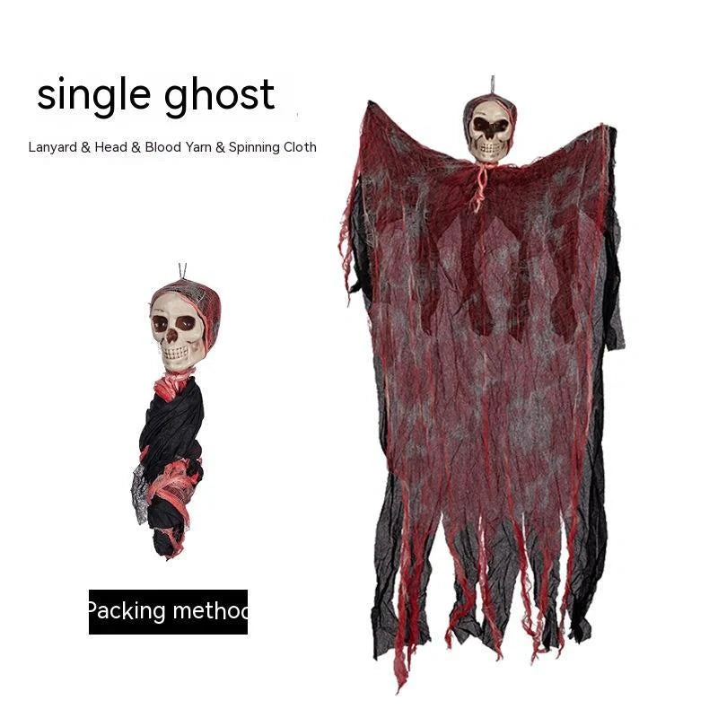 Halloween hanging ghost pendant with dyed blood effect for spooky decor