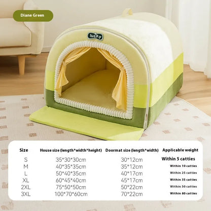 Painted fabric dog bed with sponge cushion in Loomi Brown-Coffee colour, shown in Large 50x40x35cm size.