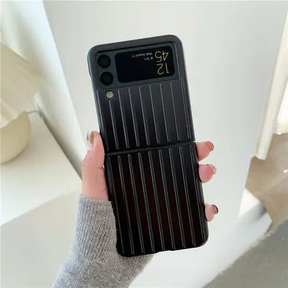 Samsung Z Flip3 flip case in seven colours showing ultra-thin PC construction