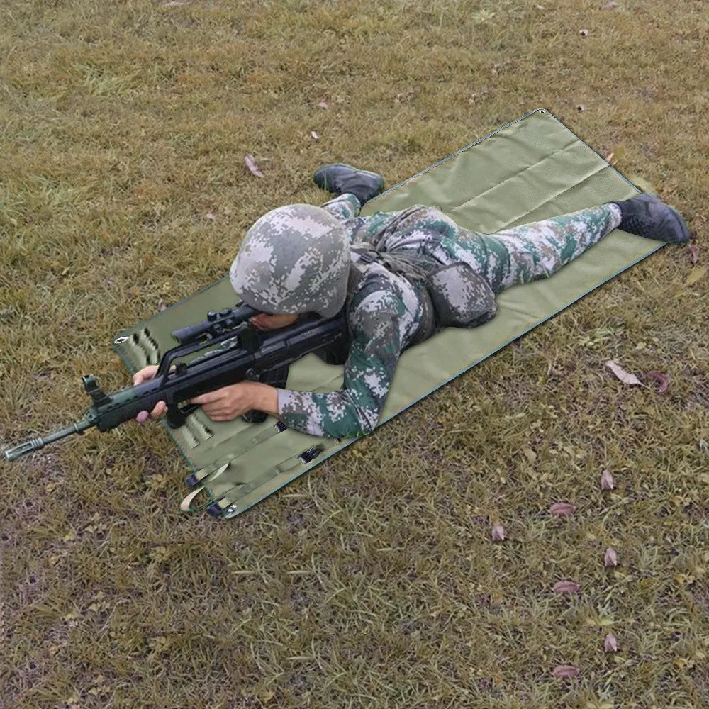 Tactical shooting mat in black, khaki, and army green for outdoor use