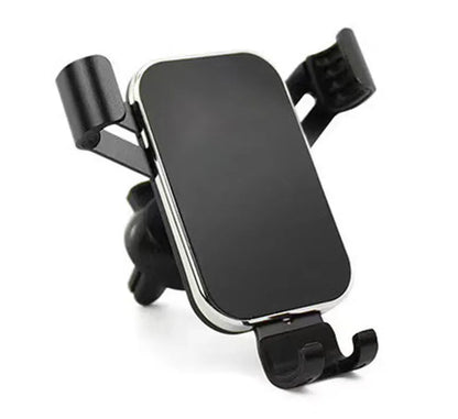 Aluminum alloy car phone holder with electroplated finish, shown in Black Blue Red and Silver options