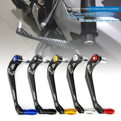 Pair of water transfer printed aluminum motorcycle hand guards in chosen colour.