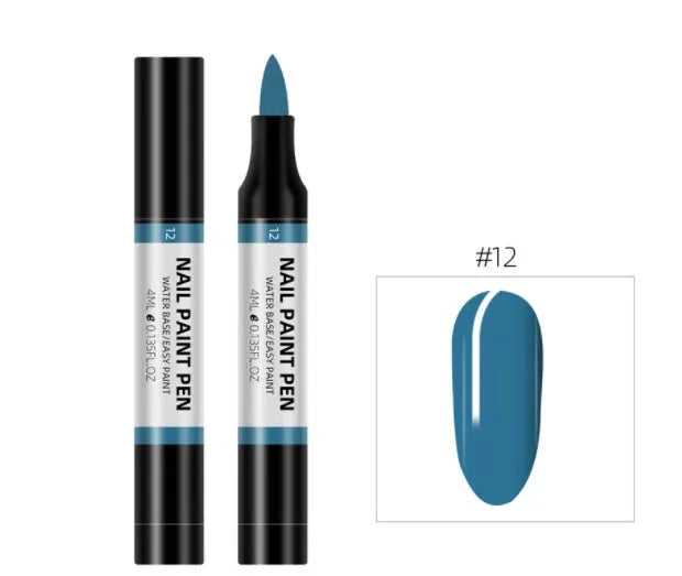 24 colour water-based nail polish painting pens for 3D nail art and flower designs