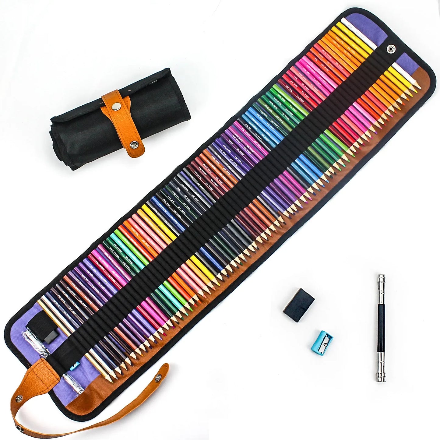 Wooden coloured pencil set with 50 colours in Grade 1 basswood barrels and wooden storage case
