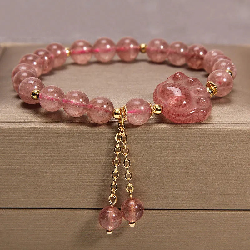 Korean-style multi-layer crystal bracelet for women with natural garnet and various gemstone pendants