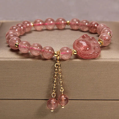 Korean-style multi-layer crystal bracelet for women with natural garnet and various gemstone pendants