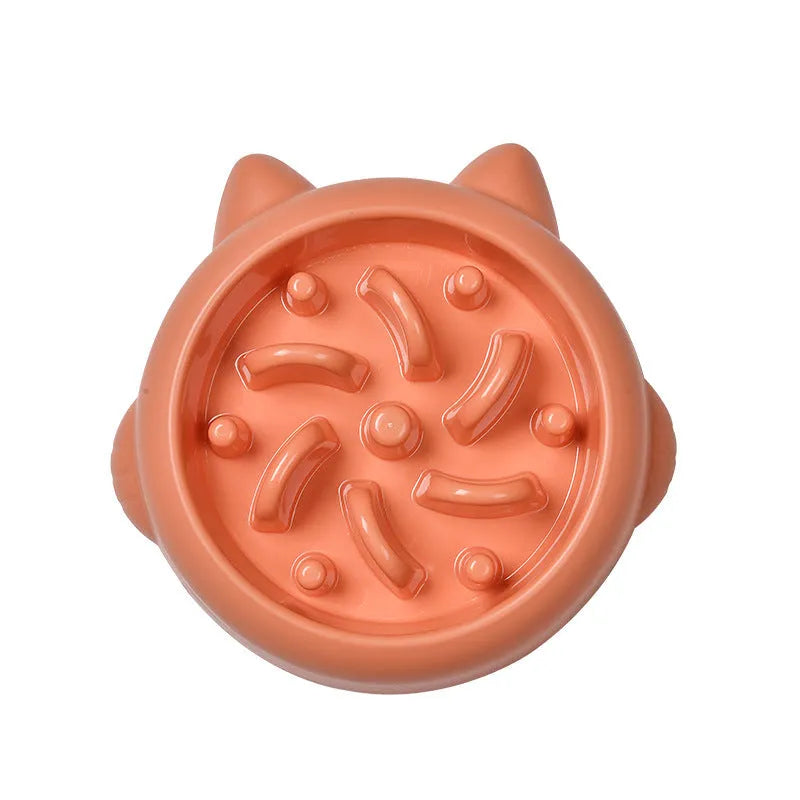 Green slow feeder dog bowl with bone-shaped obstacles for anti-choking feeding