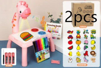Children's magnetic drawing board with music and projection features in blue and pink