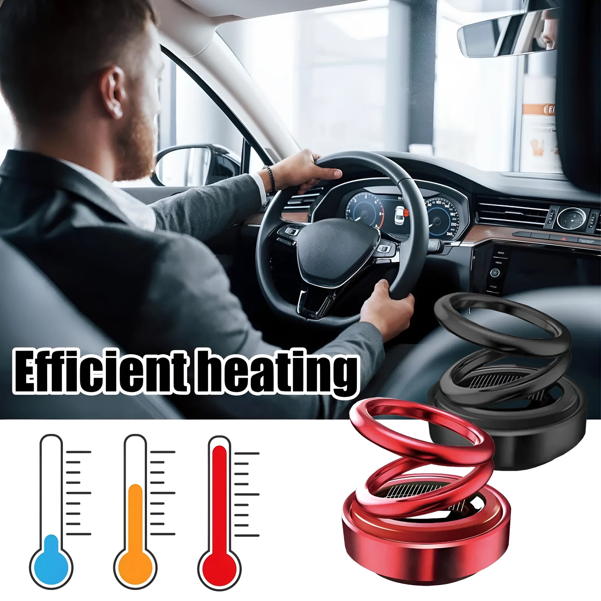 Black portable miniature vibration radiator for car heat dissipation measuring 5.1x6cm