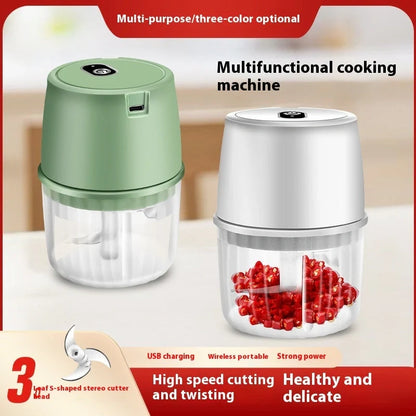 Compact USB Rechargeable Electric Garlic Press and Food Chopper with Stainless Steel Blades, Soft-Grip Lid, and Non-Slip Base