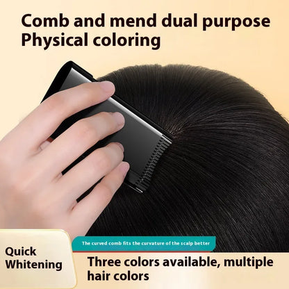 Plastic hairdressing comb for gray hair coverage with applicator stick in three colour options.