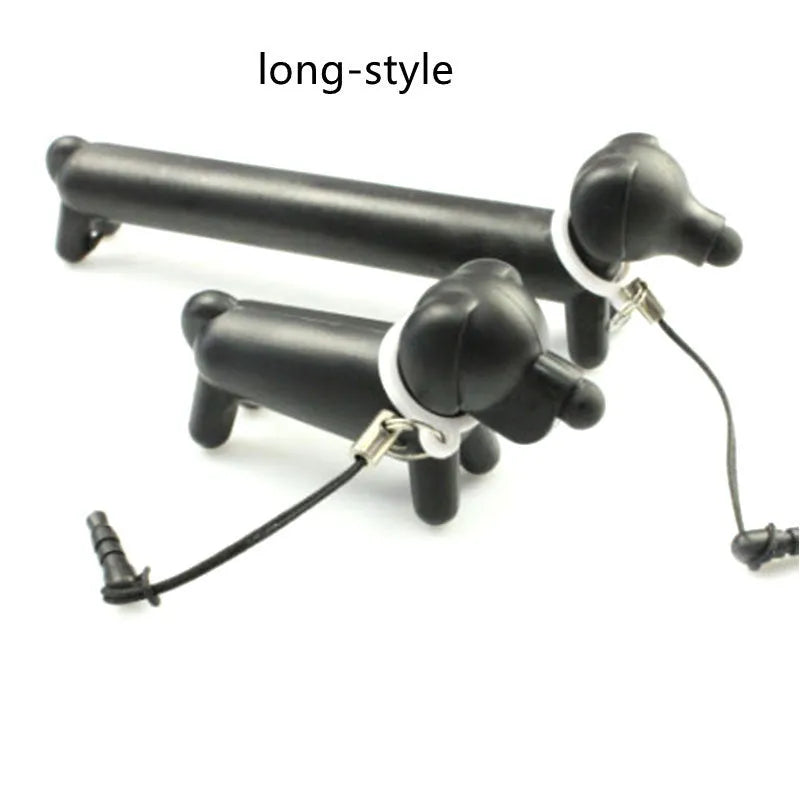 Black dog-shaped touch screen stylus with conductive body and phone stand function